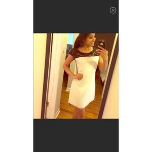 Express Colorblock white grey belted